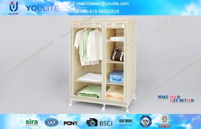 China Portable Closet Wardrobe Storage Racks / Sliding Wardrobe Clothes Rack with Wheels for sale