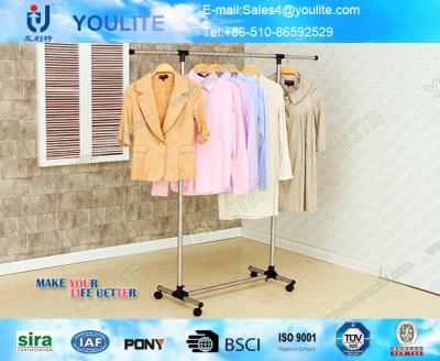 China Metal Pipe Portable Clothes Hanger Rack with Wheels , Commercial Clothing Display Racks for sale