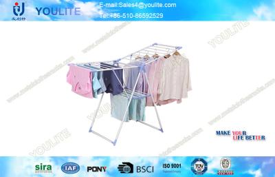 China Baby Cloth Wing Type Stand Folding Clothes Rack / Steel Pipe Clothing Drying Hanger for sale