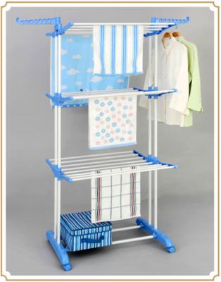 China Extendable Steel Folding Clothes Rack Standing Shelves for Towels / Storage Box for sale