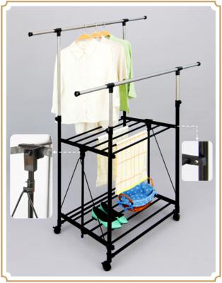 China Telescopic Roating Mobile Clothes Rack on Wheels , Adjustable Garment Drying Racks for sale