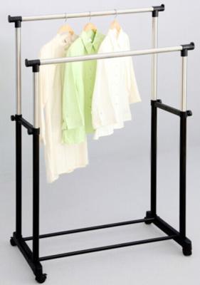 China Commercial Rolling Double Pole Clothes Rack / Dual Antique Household Laundry Airer Stand for sale