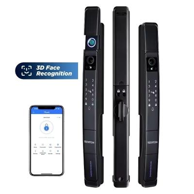 China Black Smart Door Lock with Camera and Fingerprint 3D Face Recognition TUYA Waterproof Lock for sale