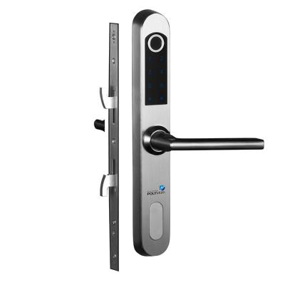 China Waterproof Stainless Steel Biometric Fingerprint Glass Door Lock for Sliding Doors for sale