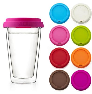 China Non Spill 90mm 95mm BPA Free Silicone Drinking Glass Cover , Food Silicone Cup Cover for sale