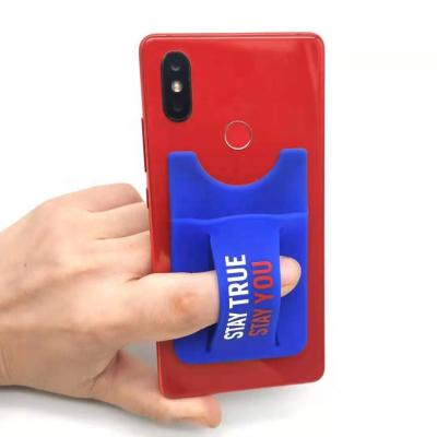 China Newest Non-toxic Finger Grip Mobile Phone Silicone Card Holder for sale