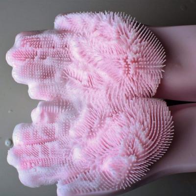 China Heat Resistant Silicone Magic Mitt For Dishwashing Silicone Brush Cleaning Mitt Silicone Dishwashing Gloves for sale