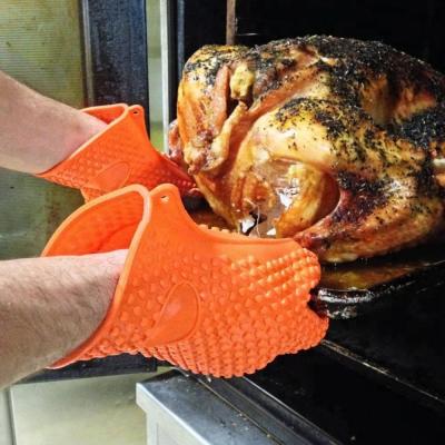 China Non-slip Silicone Coated Baking Grill Heat Resistant Oven Glove for sale