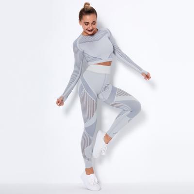 China Sidiou Breathable Sport Wear Fitness Clothing Yoga Group Two Piece Set Women Breathable Workout Clothes Seamless Yoga Set for sale