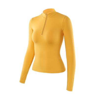 China Sidiou Group Breathable Woman Long Sleeve Shirts With Zipper Fitness Jacket Yoga Wear Workout Sport Sweatshirt for sale