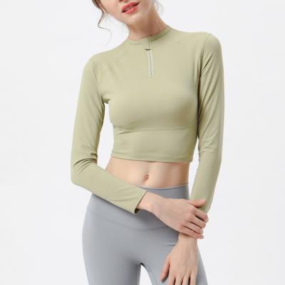 China New Sidiou Group Long Sleeve Fitted Yoga Top Running Fitness Women's Breathable Sports Tops High Stretch T-shirt Workout Crop Top for sale