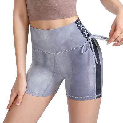 China Sidiou Breathable Band Side Ties Casual Butt Lifting High Waist Workout Shorts Sports Tight Yoga Shorts Summer Gym Yoga Running Shorts for sale