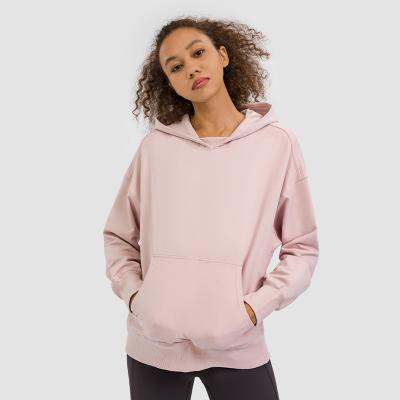 China Anti-Wrinkle Autumn Long Sleeve Pullover Gym Sweatshirt With Pocket Outdoor Running Ladies Fitness Loose Casual Women Sports Hoodies for sale