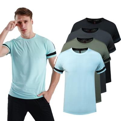 China Breathable Short Sleeve Quick Dry Running Jogging T Shirt Sports Exercise T-shirts For Fitness Training Men's Gym Tops for sale