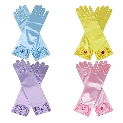 China Formal Party Costume Satin Bow Gloves Long Gloves For Princess Dress Up for sale