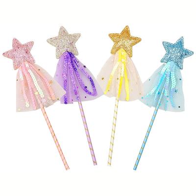 China Plastic and Polyester Girl's Role Play Gift Princess Fairy Star Wand Magic Dress up Magic Wand for Kid Halloween and Christmas Party for sale