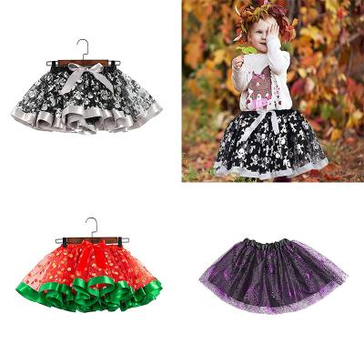 China Kid Girls Halloween Christmas Skirt and Easter Party Tutu Breathable Skull Stitch and Spider Ribbon Tutu Dress for sale