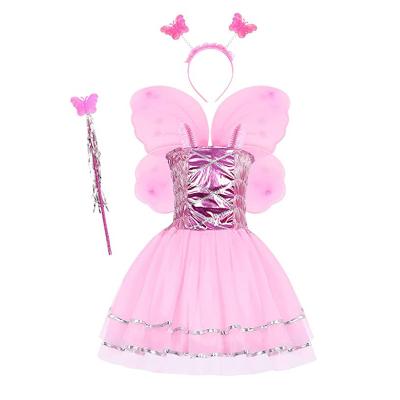 China Princess Costume Outfits Kid Girls Butterfly Dress Up Fly with Magic Magic Wand and Headband Dress Up Princess Costume Outfits for sale