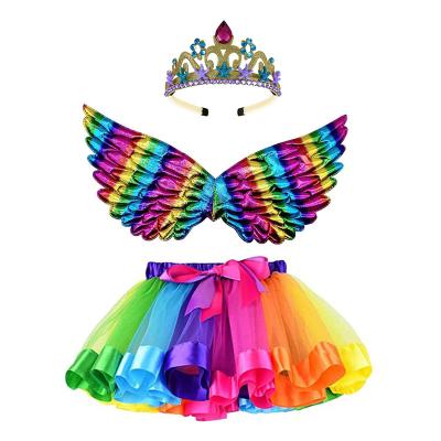 China Girls Accessories Wholesale Sweet Tiara Crown Fairy Wing Princess Birthday Dress Up and Tutu Skirt Sets for sale