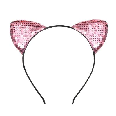 China Cat Ears Headband for Party Cute Cat Ears Headbands Glitter Headband for Girls and Women Hair Accessory for sale