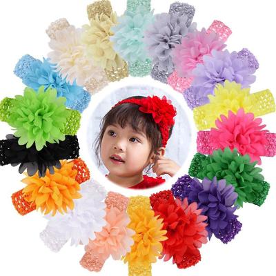 China Birthday Gift Babies Chiffon Flower Headband Newborn Toddler Infant Headband For Kids Photo Hair Accessory for sale