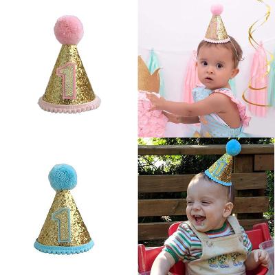 China Baby First Birthday Party Hat Kids Adjustable Headbands Headbands Hat For Baby Boy And Girl for sale