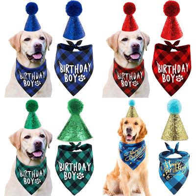 China Viable Wholesale Dog Birthday Party Supplies Pet Birthday Hat and Scarf Doggy Birthday Bandana Set for sale