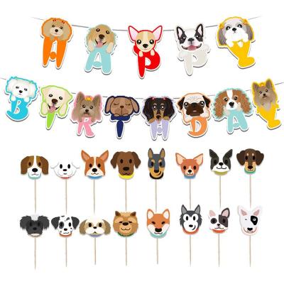 China Eco-Friendly Materials Puppy Party Cheesecloth And Cupcake Topper For Pet Banner Decorations And Kids Birthday Party Supplies for sale