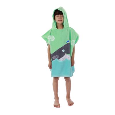 China 100% Cotton Hooded Beach Towel Bath Beach For Kids Children Poncho Hooded Children Beach Towel for sale