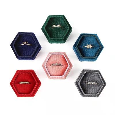 China Newest Velvet Necklace Luxury Hexagonal Box Jewelry Box Custom Logo for sale