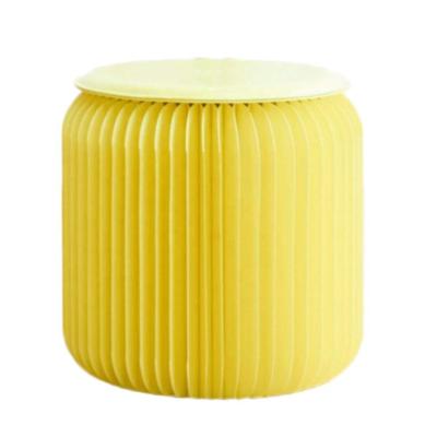 China Disposable Stone Stool Yellow Foldable Durable Paper Chair with PU Cushion, Extra Seat for Bedroom, Bookstore, Office, Home Decor for sale