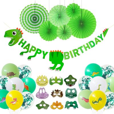 China New Disposable Stone Design Dinosaur Birthday Decoration For Kids, Baby Showew Party Supplies Including Balloons Banner Fans Party Paper Set for sale