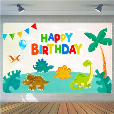 China Disposable Baby Shower Kids Photography Backdrop Children Happy Birthday Party Supplies Cartoon Dinosaur Party Decorations Photo Background for sale