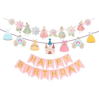 China Paper New Products Princess Party Decoration Banner Brands Happy Birthday Banner Baby Shower Decorations Party Supplies for sale