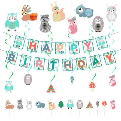 China 100% Eco-Friendly Jungle Animals Cartoon Leaves Birthday Banner Festival Party Decor, Jungle Theme Party Supplies For Jungle Boys for sale