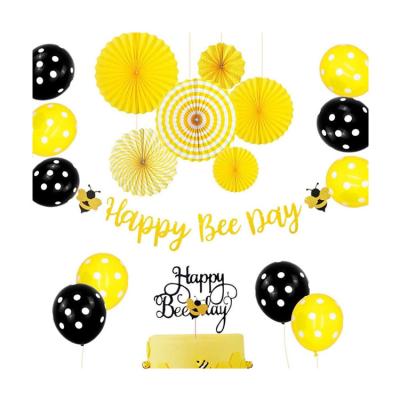 China New Hot Sale Bee Day Banner Cake Topper Bumble Bee Baby Boy Girl Boy Girl Decoration Hot Sale Theme Paper Balloons 1st Birthday for sale