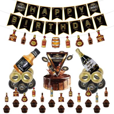 China 100% Recycle Paper Whiskey Birthday Wall Decor Wine Helium Foil Balloons Birthday Party Cupcake Toppers Supplies Set for sale