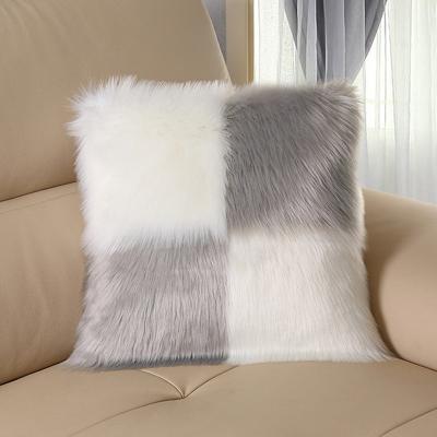 China Custom Hotel Pillow Cushions Cushion Pillow Cover Faux Fur Plush Stuffed Home Throw Pillowcase for sale