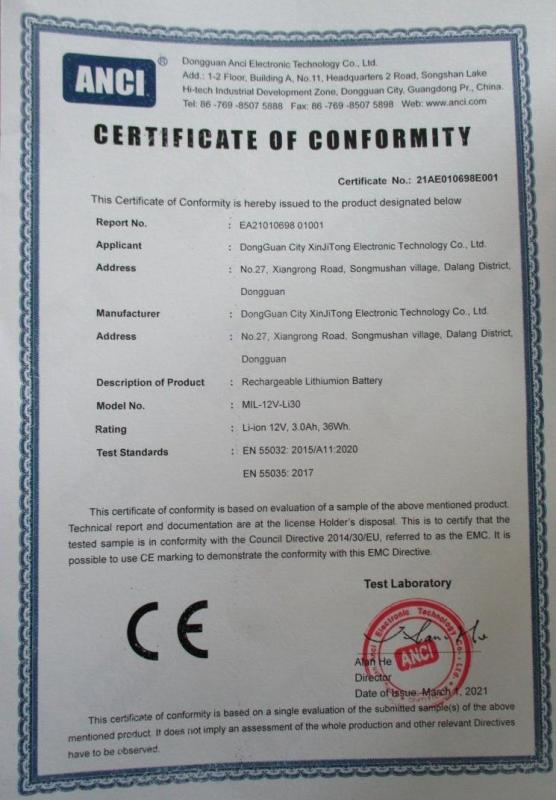 CE - Dongguan Xin Ji Tong Electronic Technology Co., Ltd.