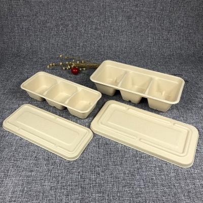 China Disposable Biodegradable Paper Pulp Sugar Cane Lunch Box Waterproof Spillproof Food Container for sale