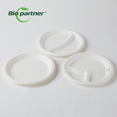 China Pretty Modern Bulk Compartment Biodegradable Bamboo Bagasse Disposable Dish for sale