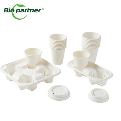 China Disposable Biodegradable Compostable Sugarcane Bagasse Paper Pulp Coffee Cup for sale