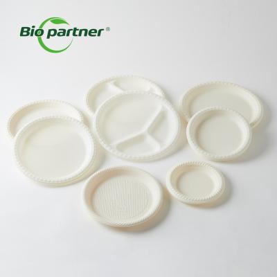 China Disposable Cornstarch Cake Disposable Tableware White Dish Tableware Disposable Dish Sets For Kids for sale