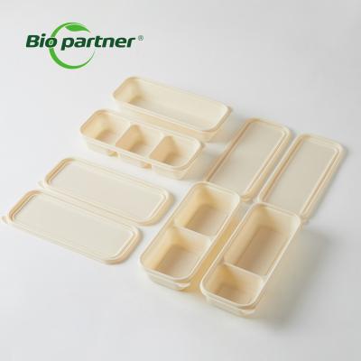 China Straw Japanese Biodegradable Modern Heating Wheat Disposable Corn Starch Biodegradable Bento Lunch Box Set for sale