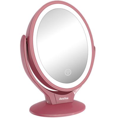 China Lighted Double Sided Led Makeup Mirror - Lighted Vanity Makeup Mirror with Light; 1x/7x magnification 360degree magnification mirror for sale