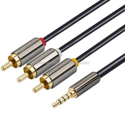 China VOXLINK Microphone 1m 3.5mm Pure Copper Gold Plated Cable Audio Jack 3 Plug To RCA AV Cable for sale