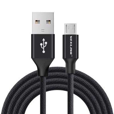 China For Android Voxlink Cotton Data Charging Wire Micro USB Cable 1.2m Black for sale