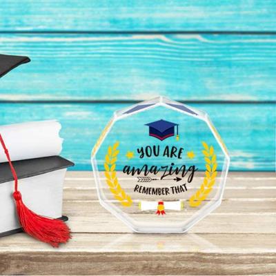 China Europe octagon paperwight decoration home office for college crystal paperweight graduation gifts for her for sale