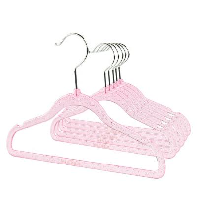 China 2020 Baby Clothes Hanger Solid Clear Kids Clothes Hanger Recycled Tender Plastic Hangers With Metal Chrome Hook for sale