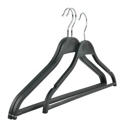 China Recycled Plastic Clothes Hanger Recycled Wood Coat Suit Hangers With Panty Plastic Non-Slip Bar for sale